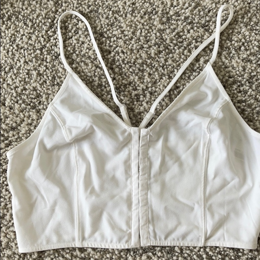 White free people clasp front crop top